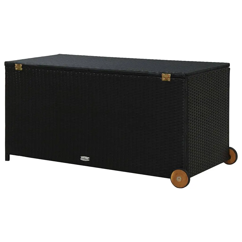 Garden Storage Box Outdoor Cushion Organizer Poly Rattan Black 120x65x61cm Weather Resistant