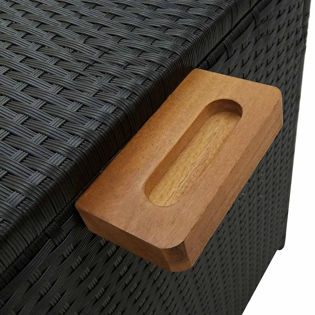 Garden Storage Box Outdoor Cushion Organizer Poly Rattan Black 120x65x61cm Weather Resistant