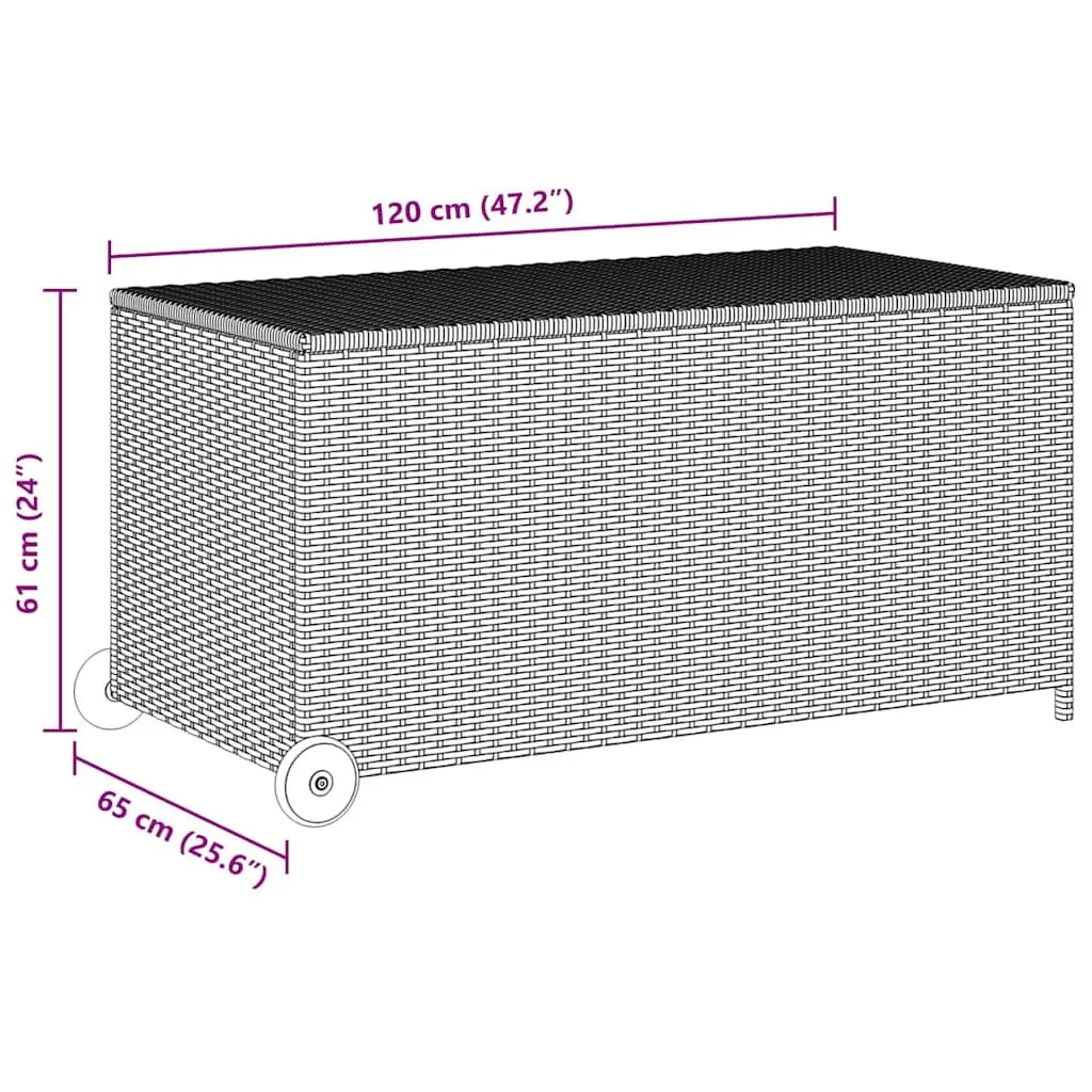 Garden Storage Box Outdoor Cushion Organizer Poly Rattan Black 120x65x61cm Weather Resistant
