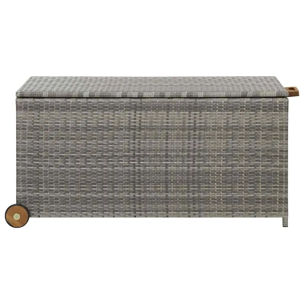 Outdoor Storage Box Poly Rattan Grey 120 x 65 x 115 cm with Wheels
