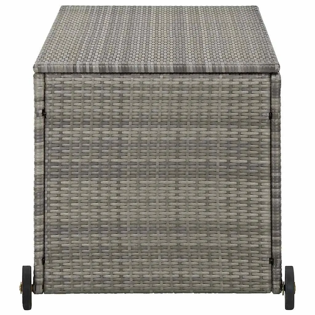 Outdoor Storage Box Poly Rattan Grey 120 x 65 x 115 cm with Wheels