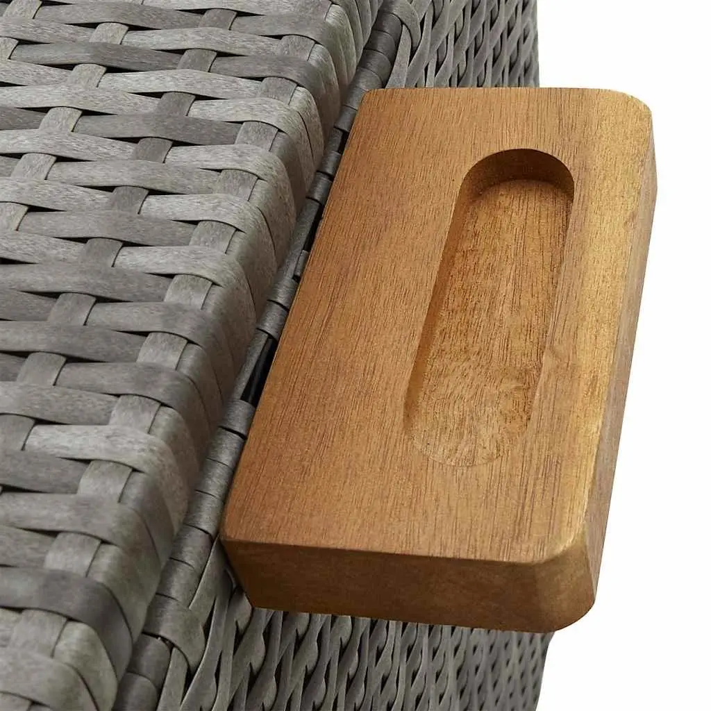 Outdoor Storage Box Poly Rattan Grey 120 x 65 x 115 cm with Wheels