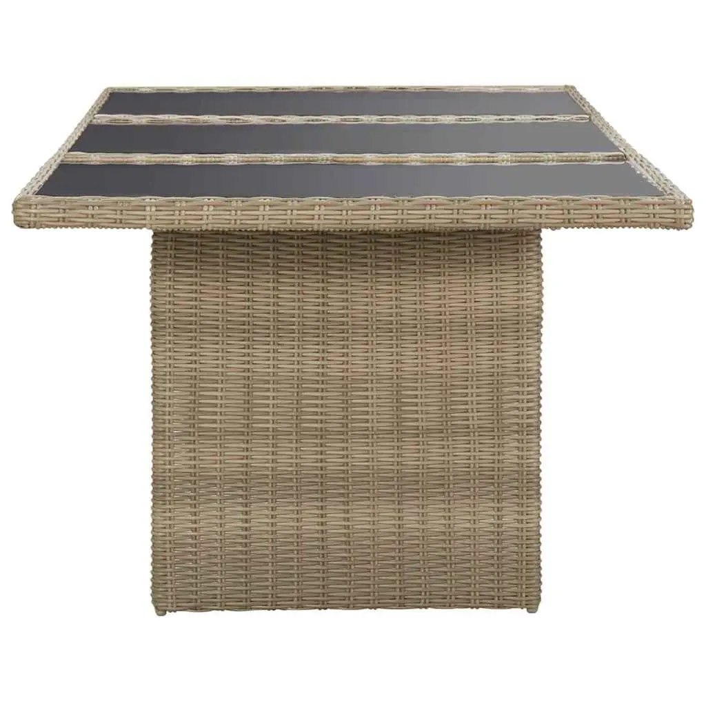 Outdoor Dining Table Brown Garden Furniture Glass Top Patio Rattan 200x100x74cm