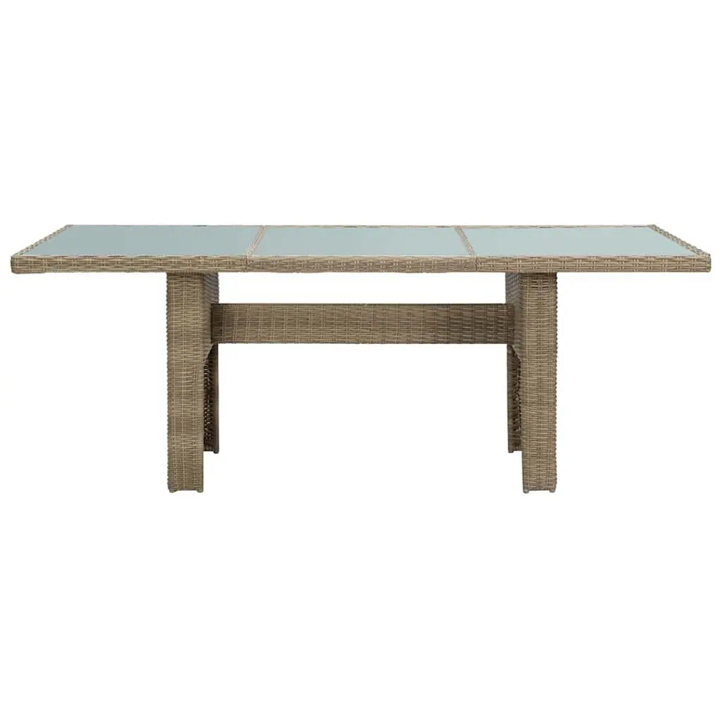 Outdoor Dining Table Glass Top Steel Frame PE Rattan 200x100x74cm Brown