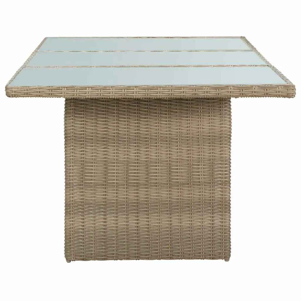 Outdoor Dining Table Glass Top Steel Frame PE Rattan 200x100x74cm Brown