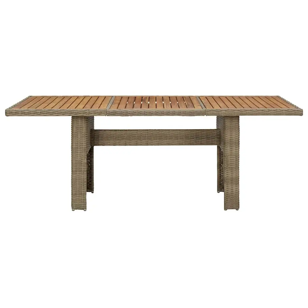 Outdoor Furniture Dining Table Rattan PE and Acacia Wood 200x100x74cm Brown Weather Resistant Garden Patio
