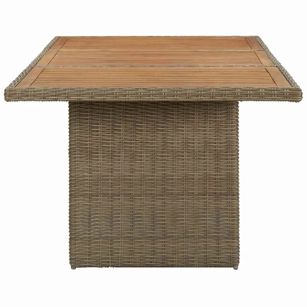 Outdoor Furniture Dining Table Rattan PE and Acacia Wood 200x100x74cm Brown Weather Resistant Garden Patio