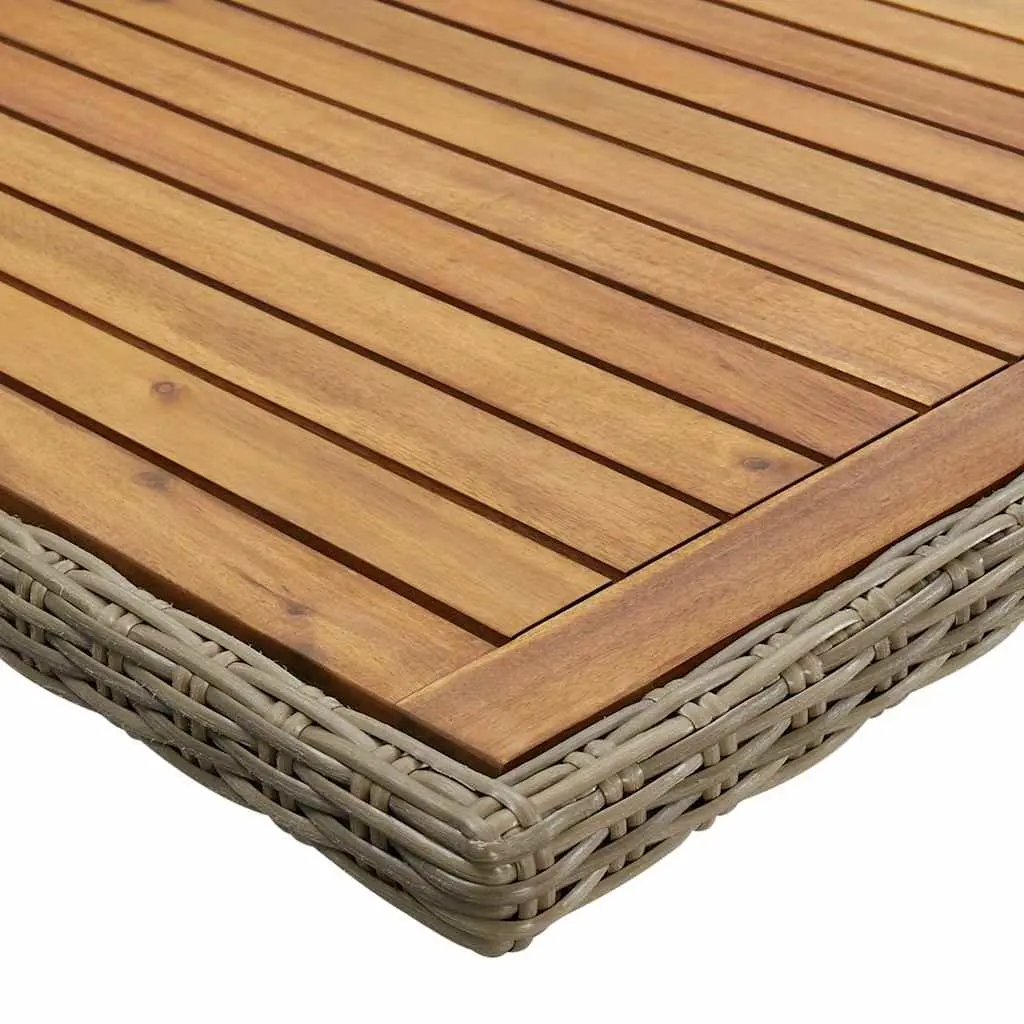 Outdoor Furniture Dining Table Rattan PE and Acacia Wood 200x100x74cm Brown Weather Resistant Garden Patio