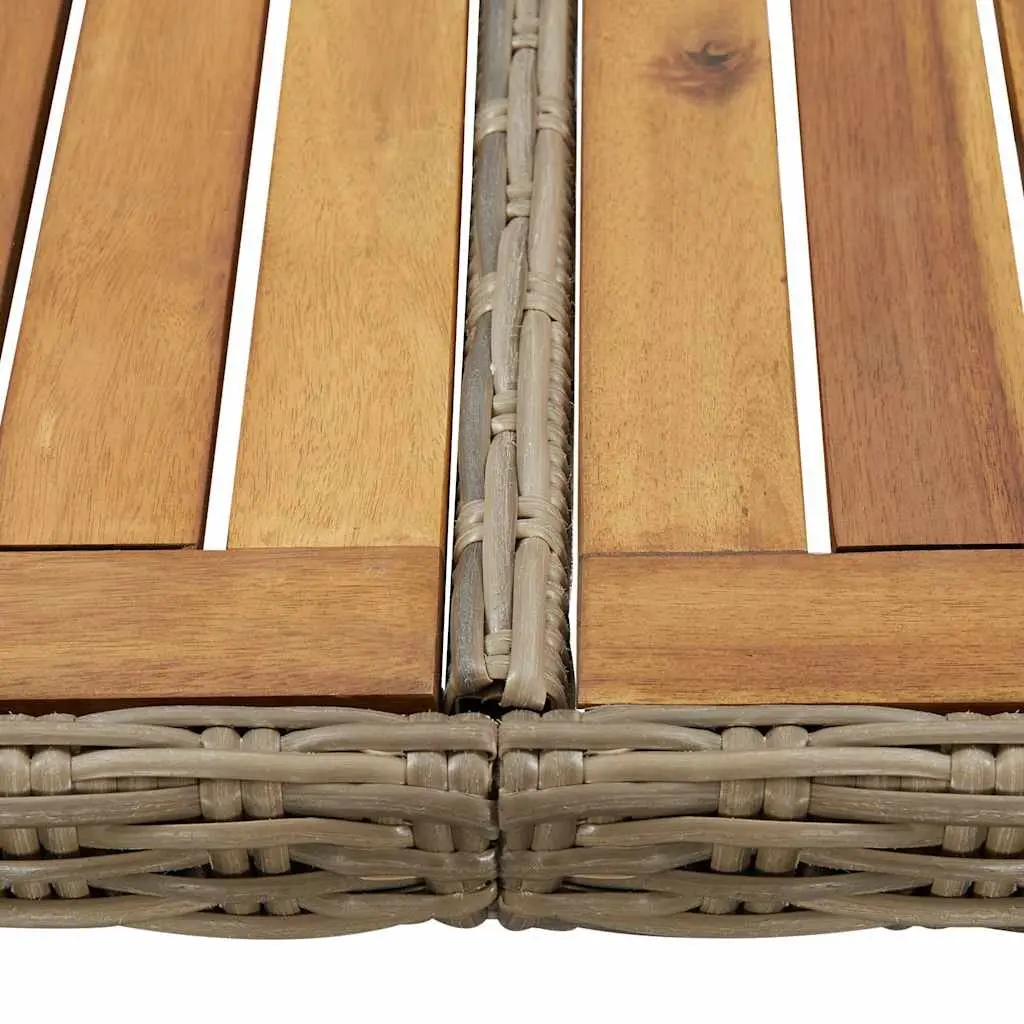 Outdoor Furniture Dining Table Rattan PE and Acacia Wood 200x100x74cm Brown Weather Resistant Garden Patio