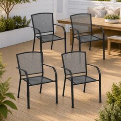 4 Stackable Mesh Chairs for Various Outdoor Settings