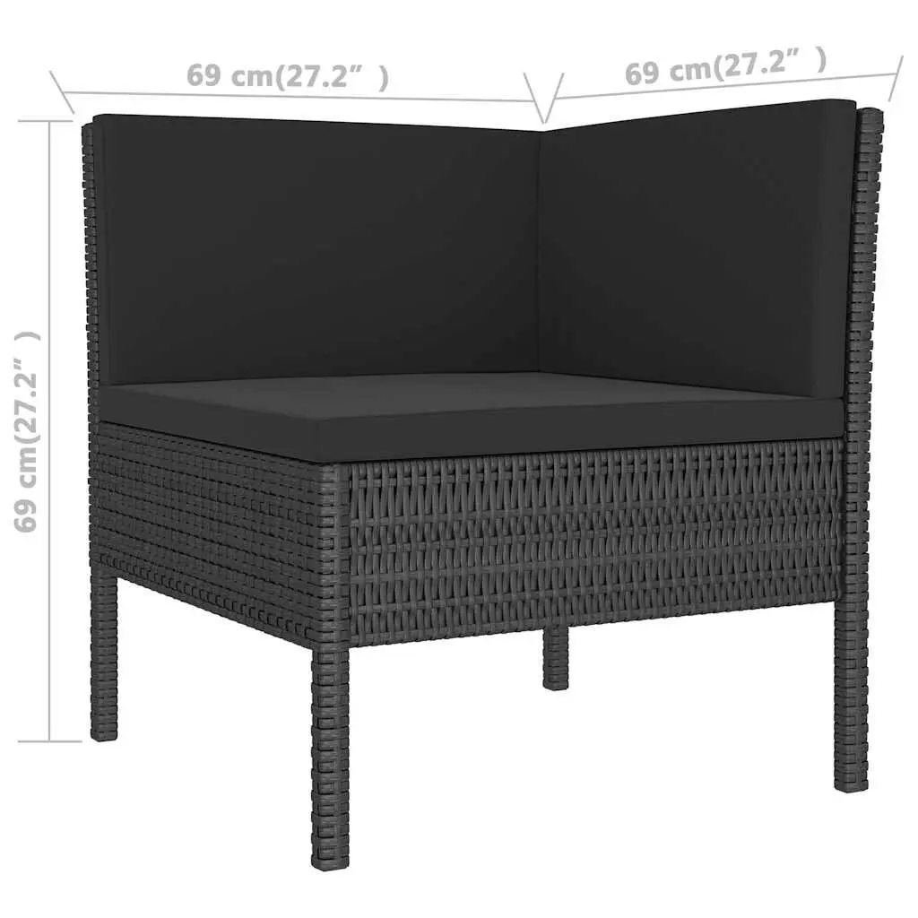 Outdoor Furniture 3 Piece Garden Lounge Set Poly Rattan Sofa Coffee Table Black