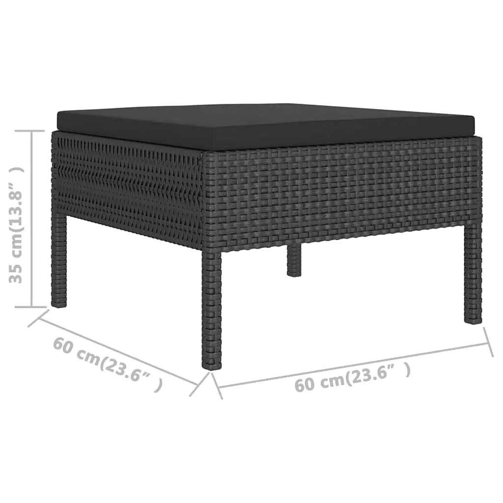 Garden Lounge Set 2 Piece Outdoor Furniture Poly Rattan Cushions Black