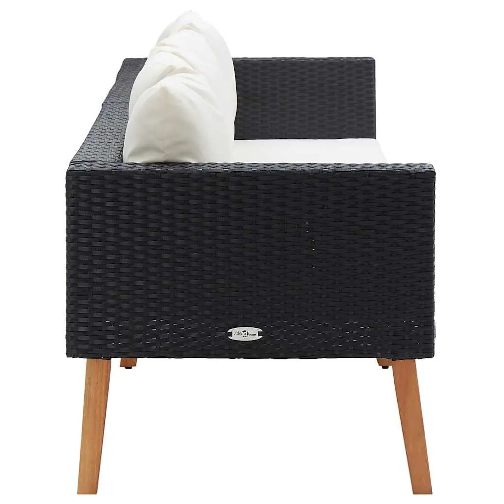 3 Seater Garden Sofa Black PE Rattan Outdoor Lounge Seating with Cushions