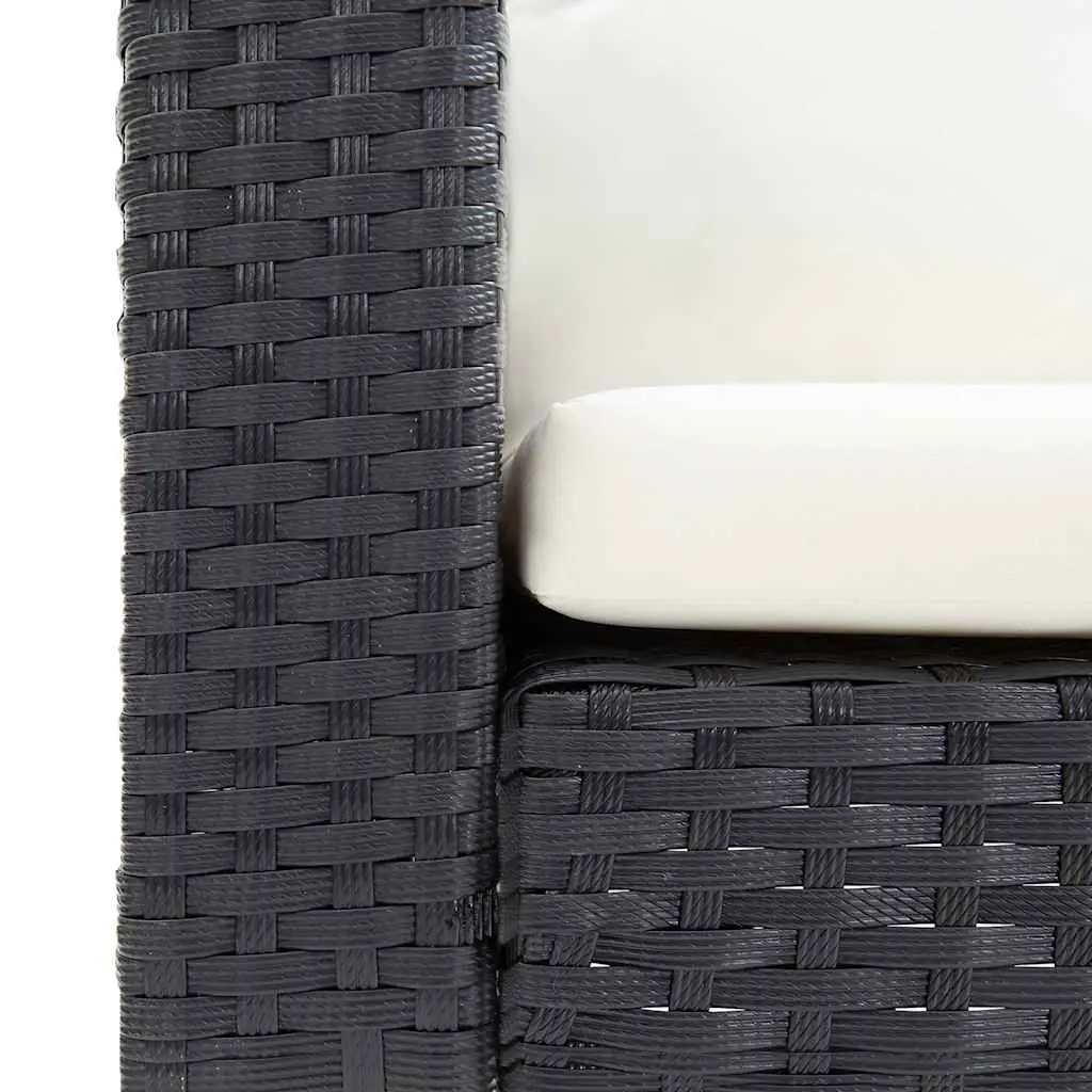 3 Seater Garden Sofa Black PE Rattan Outdoor Lounge Seating with Cushions