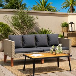 2-Seater Outdoor Garden Sofa Lounge Seat Patio Furniture Cushions Beige