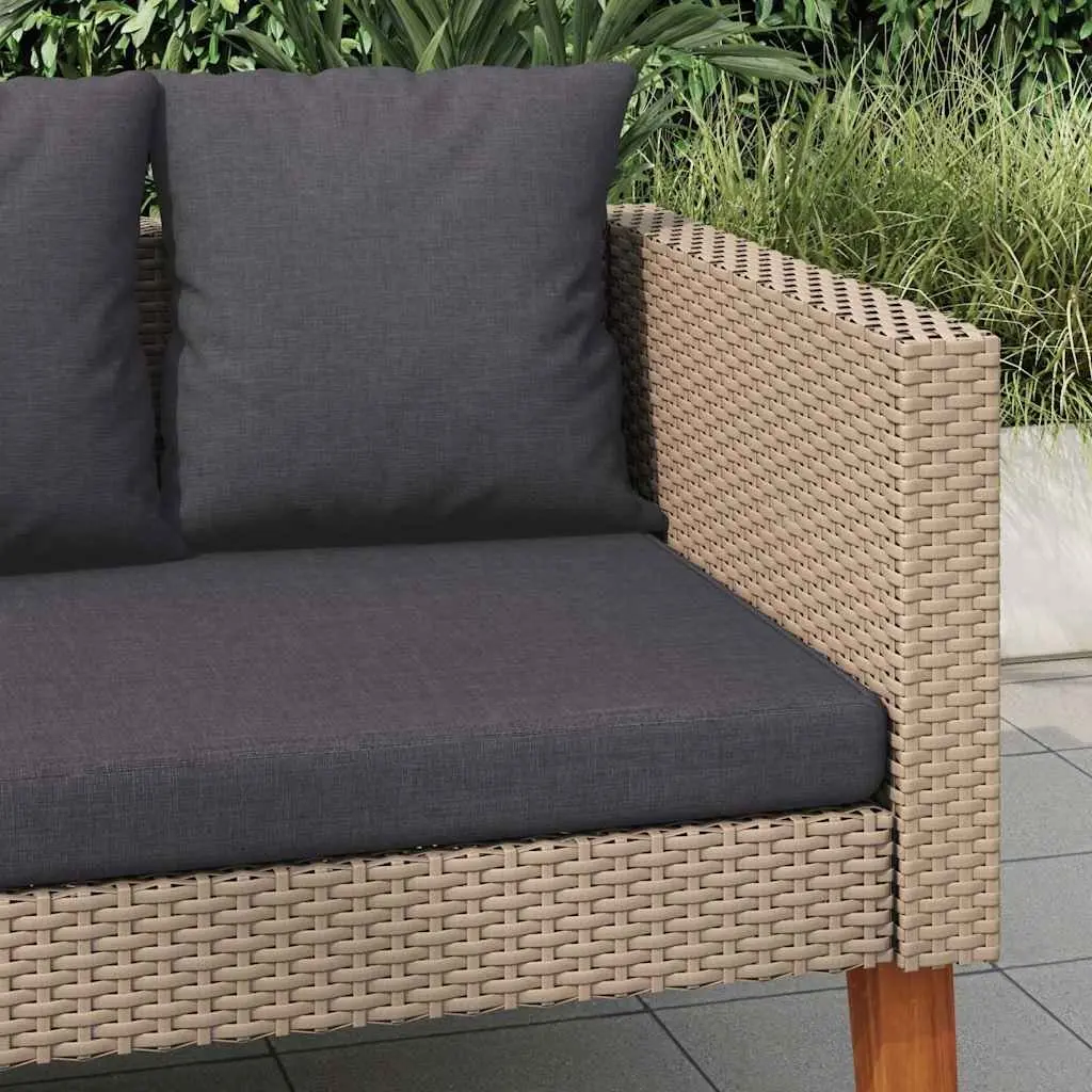 2-Seater Outdoor Garden Sofa PE Rattan Steel Frame Beige