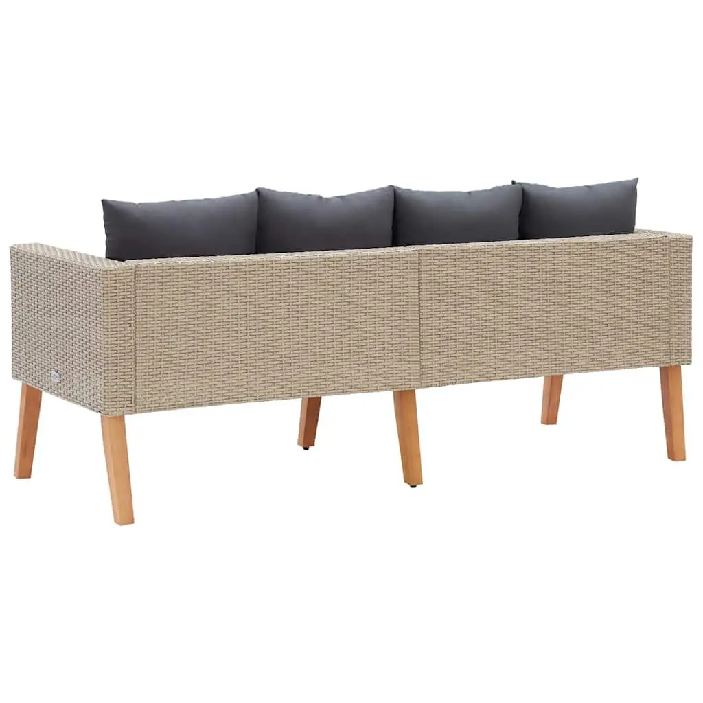 2-Seater Outdoor Garden Sofa PE Rattan Steel Frame Beige