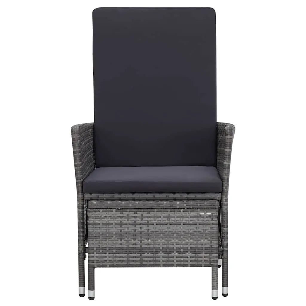 Reclining Garden Chair PE Rattan Grey Outdoor Armchair with Cushions and Footrest