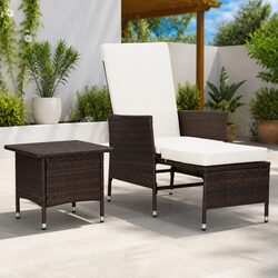 Garden Lounge Set 2 Piece Outdoor Furniture Poly Rattan Armchair Tea Table
