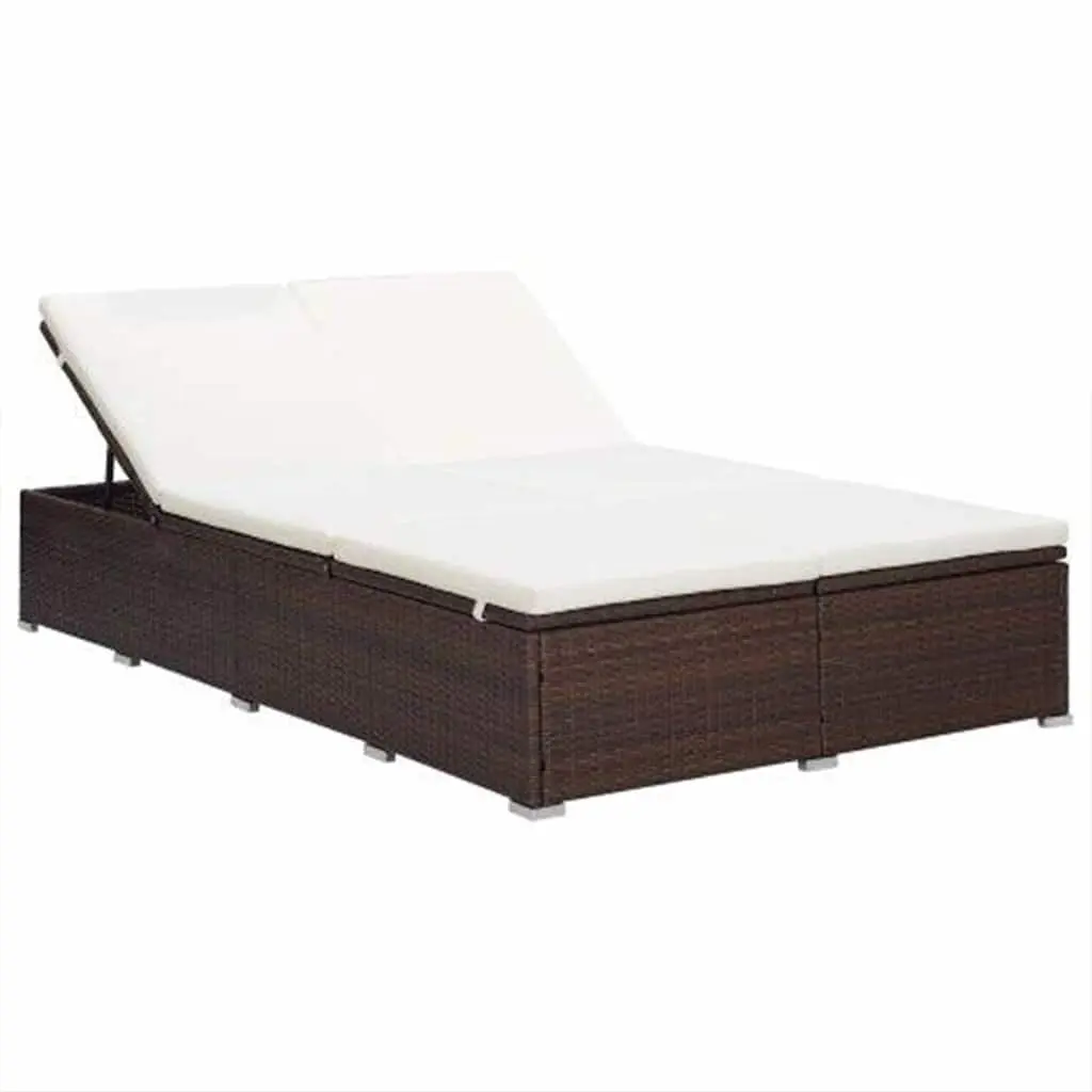 2-Person Sunbed Lounger with Cushion Foldable Roof Outdoor Patio Garden Relaxing