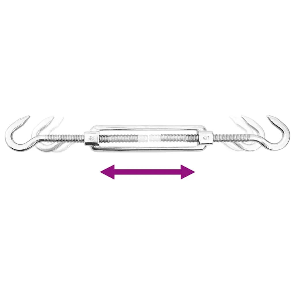 Sunshade Sail Fittings Set Stainless Steel Adjustable Turnbuckle Carabiners Pad Eyes 9 Piece