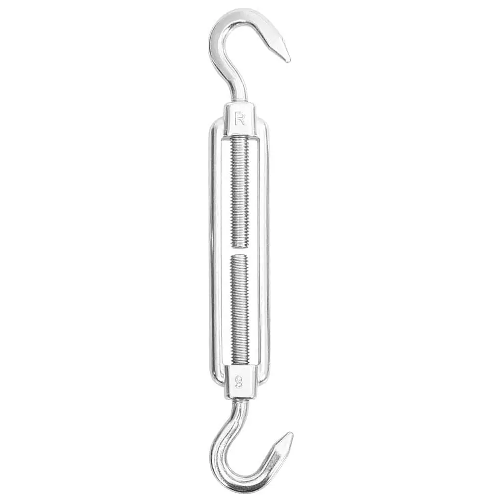 Sunshade Sail Fitting Set 8 Pieces Stainless Steel Adjustable Turnbuckles Carabiners Pad Eyes