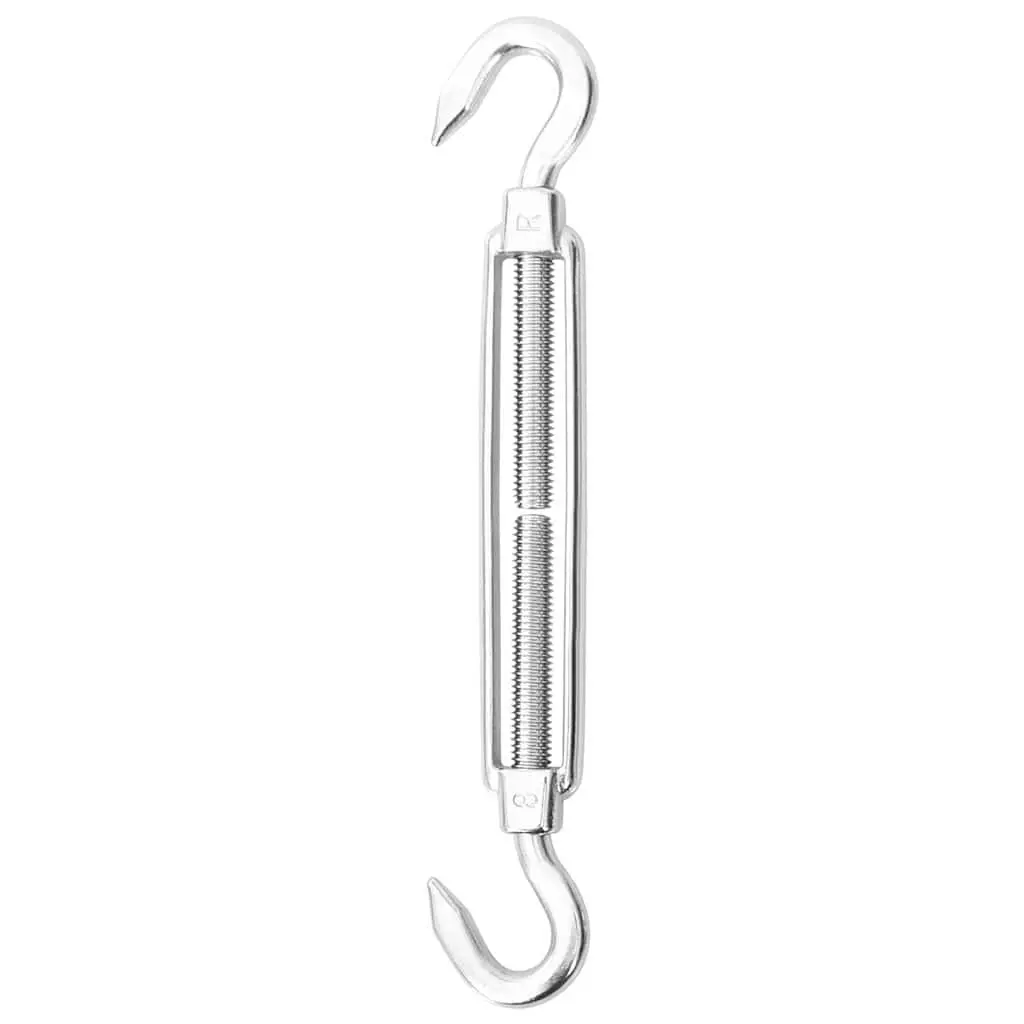 9 Piece Stainless Steel Fitting Kit for Installing Shade Sails with Adjustable Carabiners and Turnbuckles