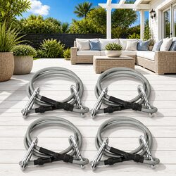 4-Piece Rubber Ropes with Carabiners for Practical Use