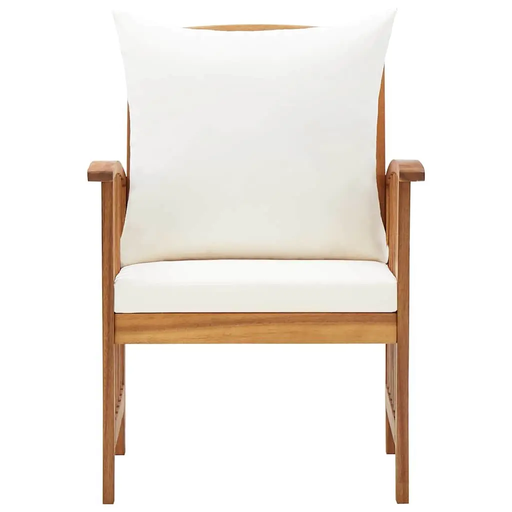 Garden Chairs Wooden Outdoor Seating Set of 2 with Cushions White