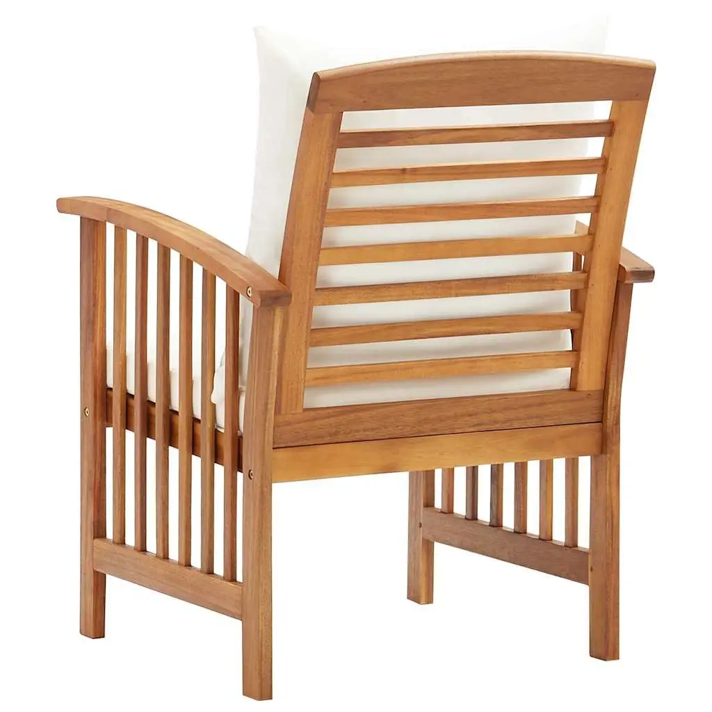 Garden Chairs Wooden Outdoor Seating Set of 2 with Cushions White