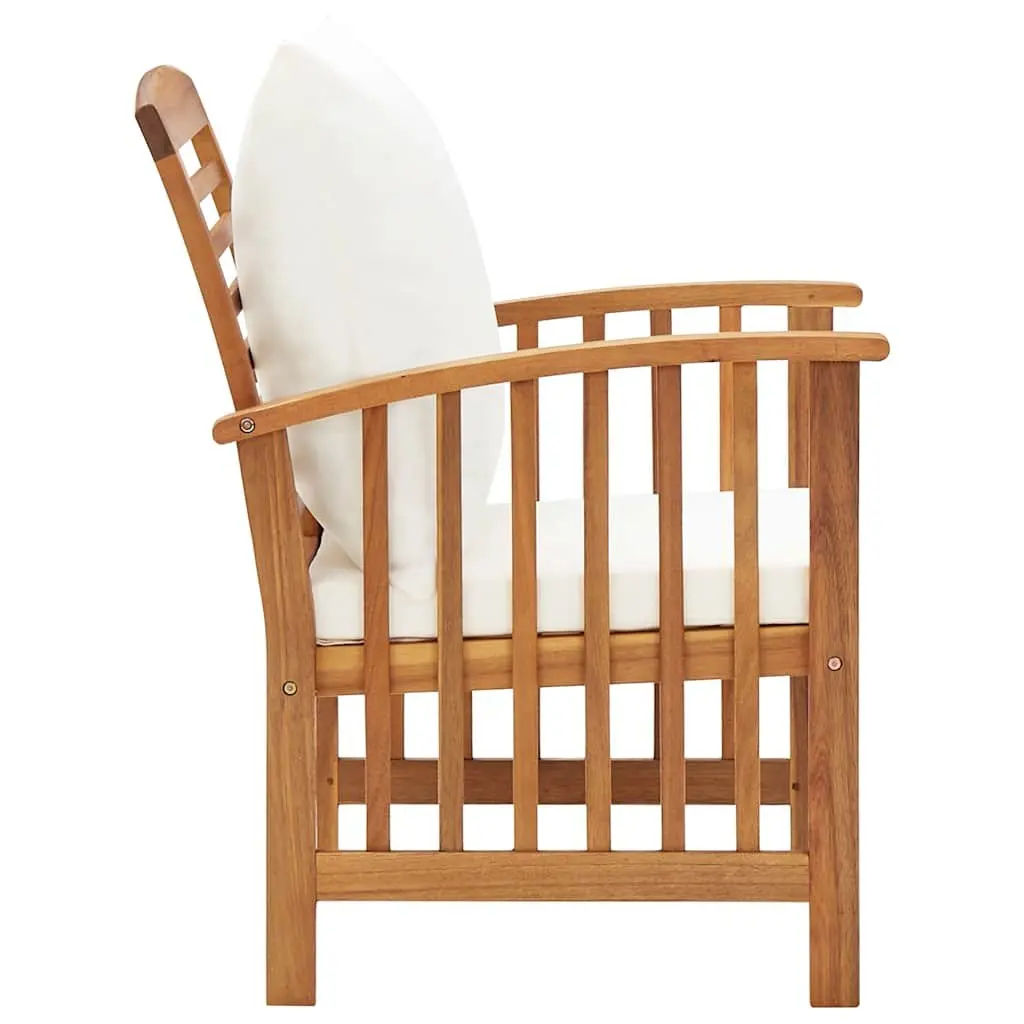 Garden Chairs Wooden Outdoor Seating Set of 2 with Cushions White