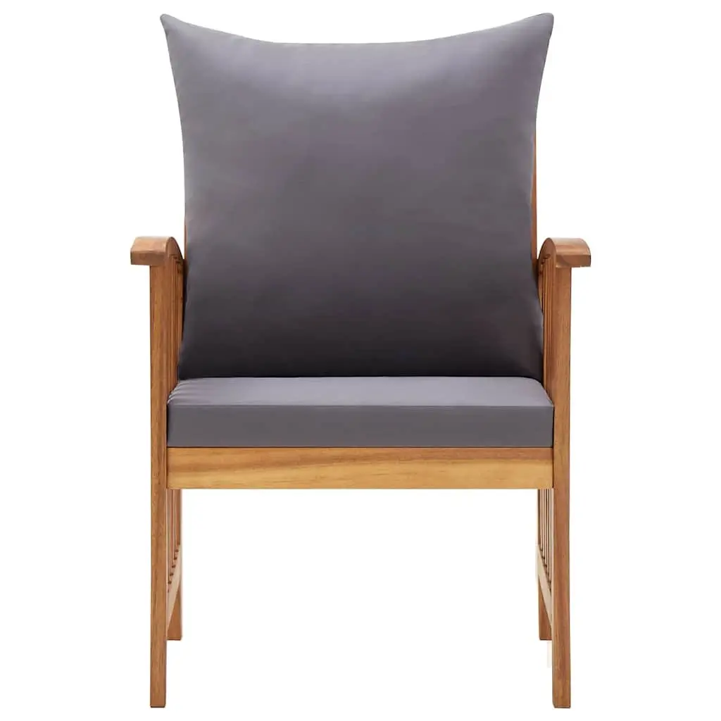 Outdoor Garden Chairs Solid Acacia Wood Grey 2 Piece Set with Cushions