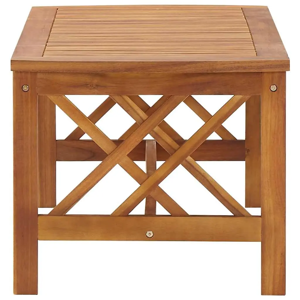 Coffee Table Solid Acacia Wood Brown Living Room Furniture Slatted Design