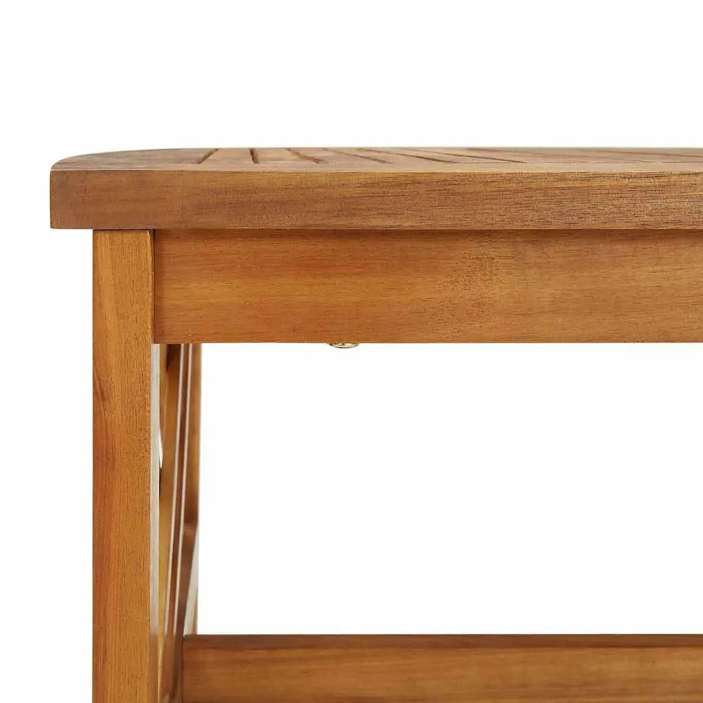 Coffee Table Solid Acacia Wood Brown Living Room Furniture Slatted Design