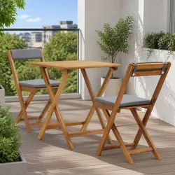 Functional 3 Piece Bistro Set with Cushions Grey