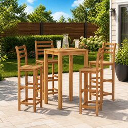 Practical Solid Acacia Bar Stools Set of 4 for Home Use