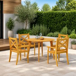 Outdoor Garden Table Ø110x75 cm Round Solid Wood Acacia Brown Dining