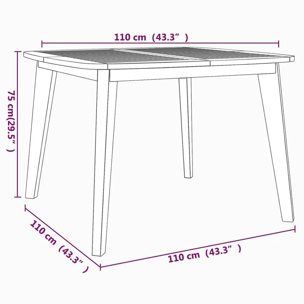 Solid Wood Garden Table Acacia 110x110x75 cm Brown