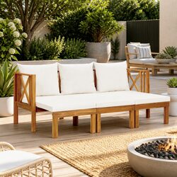 Practical 3-Seater Garden Bench with Cushions - Ideal for Any Space
