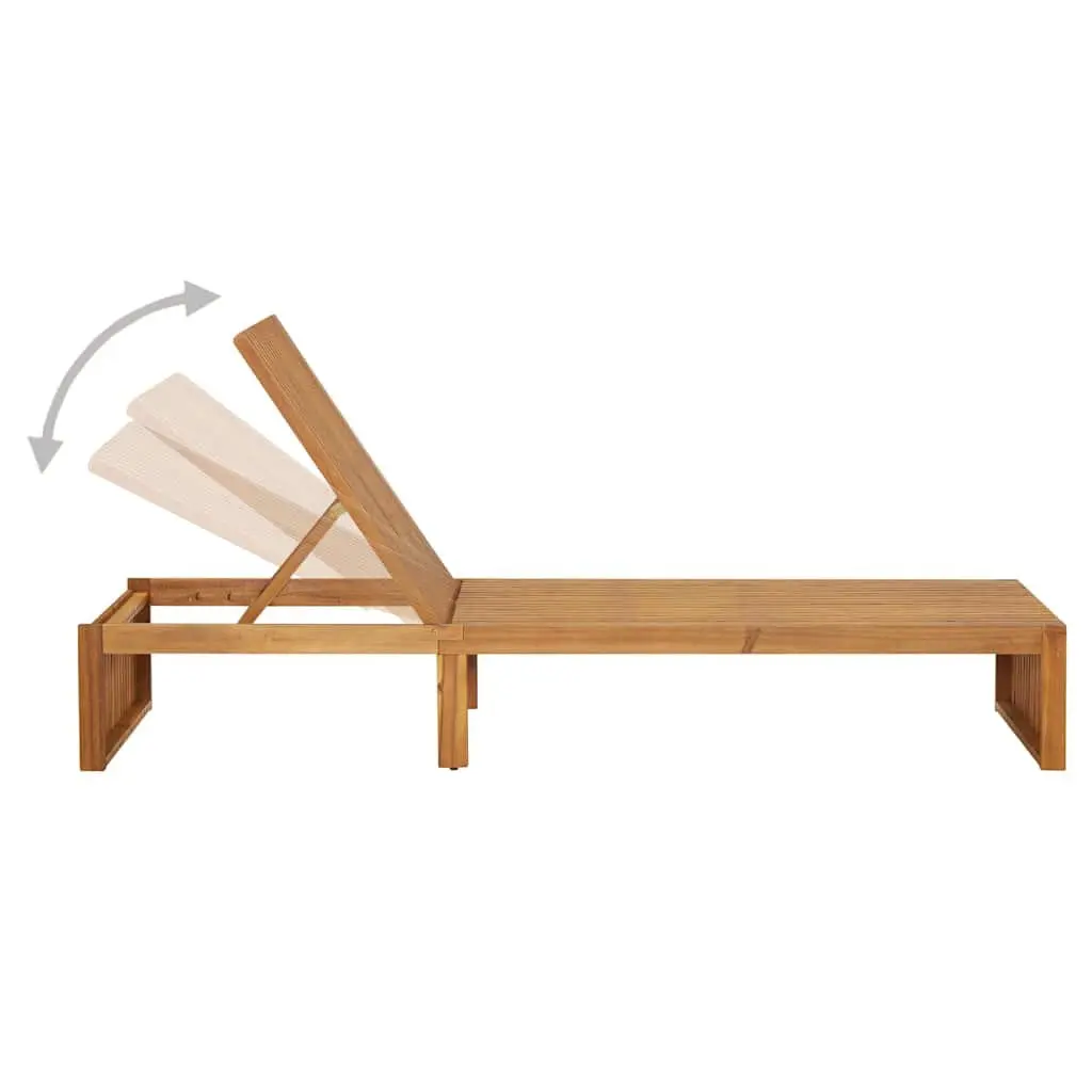 Sunbed Adjustable Backrest Acacia Wood Durable Brown Outdoor Garden Patio Lounger