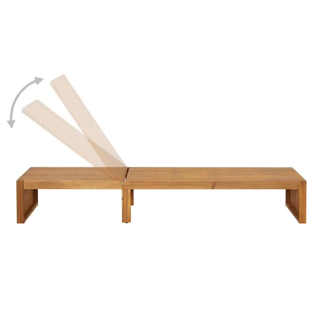 Sunbed Adjustable Backrest Acacia Wood Durable Brown Outdoor Garden Patio Lounger