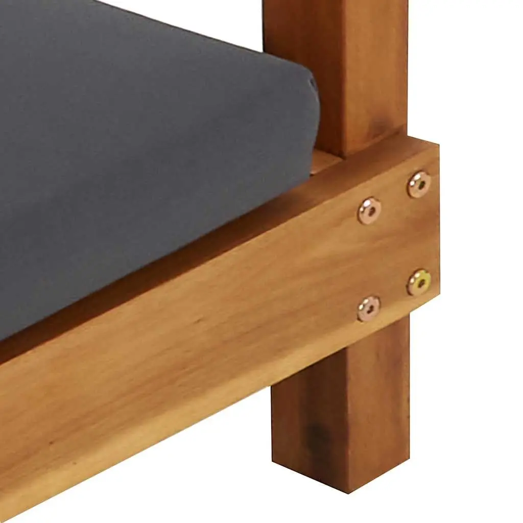 Double Sun Lounger Solid Acacia Wood Foldable Grey