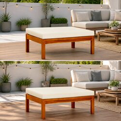Outdoor Foot Rests 2 pcs Solid Acacia Wood Garden Footstools Slatted Design