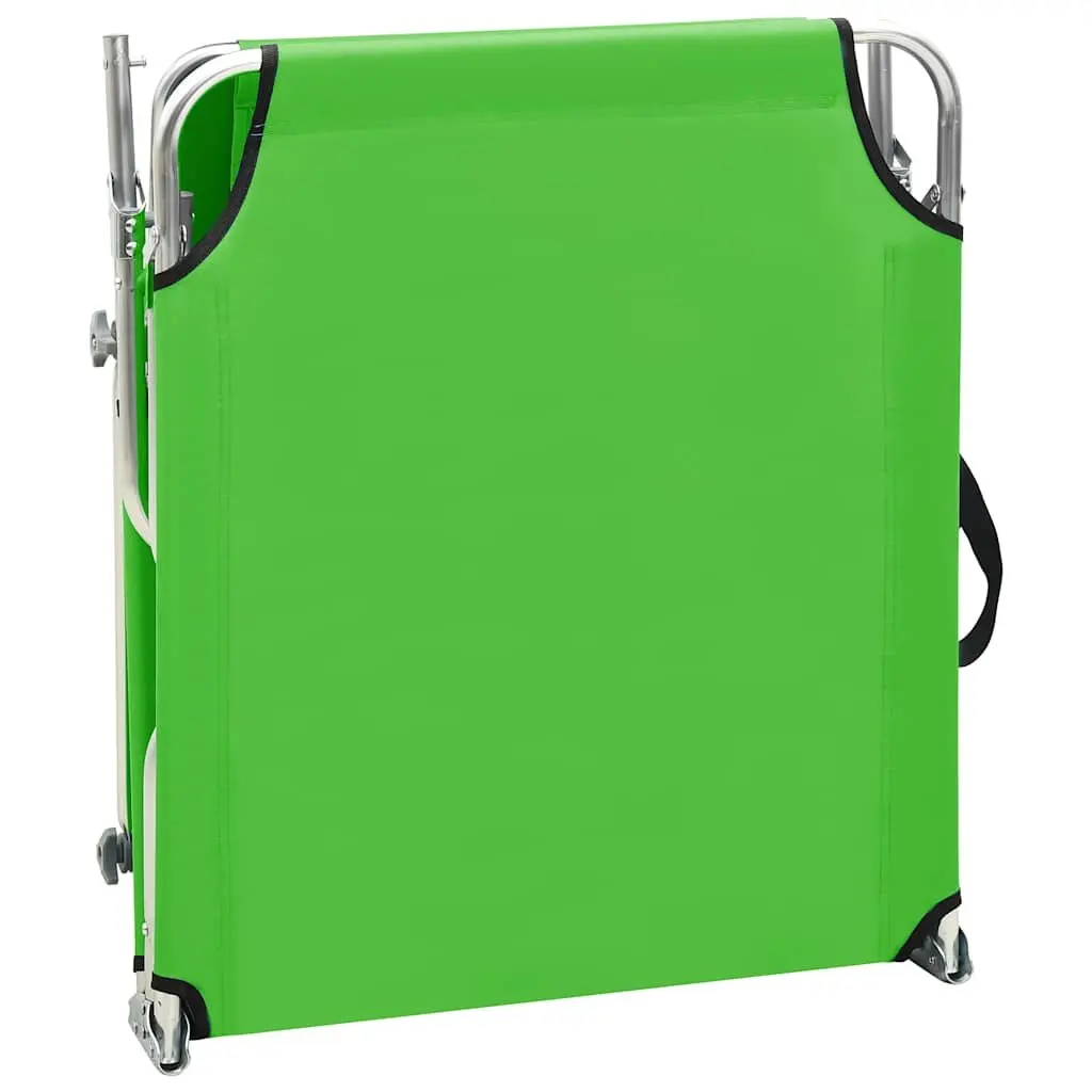 Sun Lounger Folding Steel Adjustable Backrest with Canopy Green