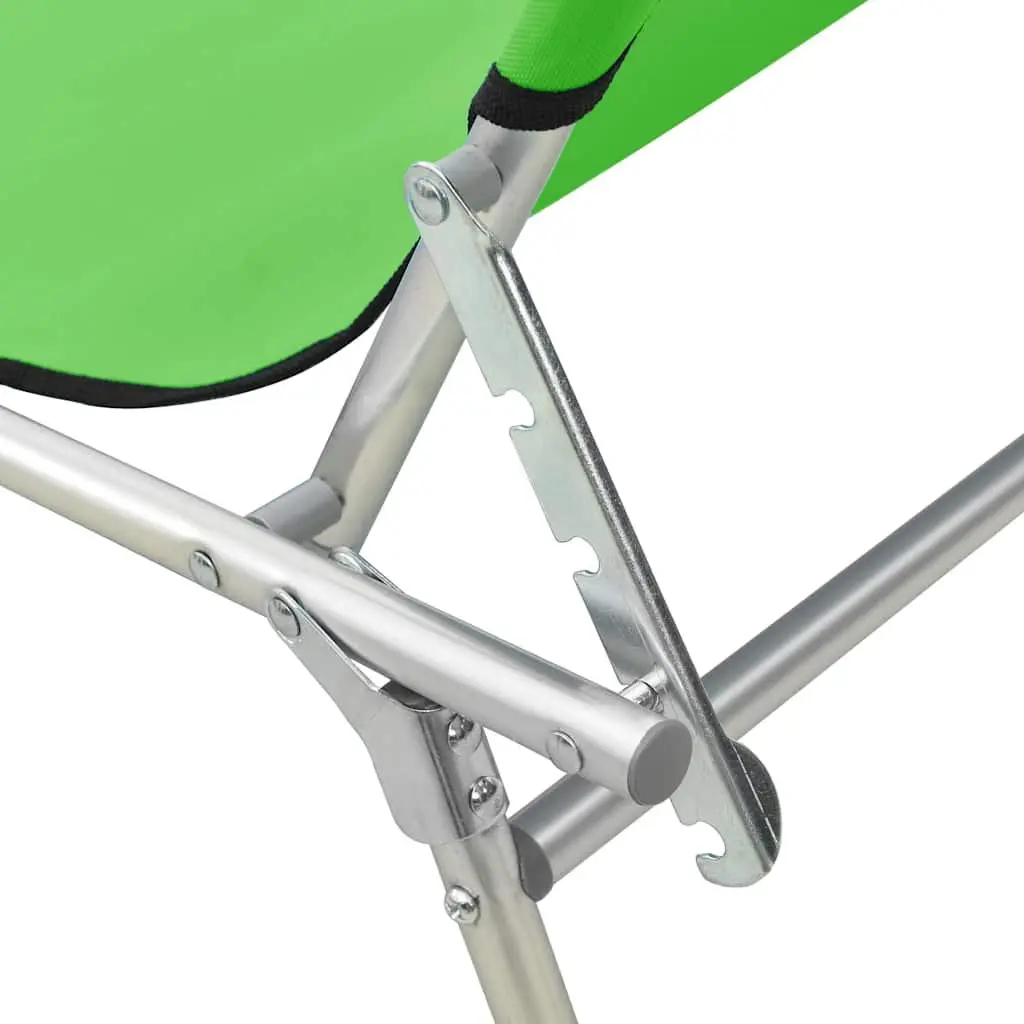 Sun Lounger Folding Steel Adjustable Backrest with Canopy Green