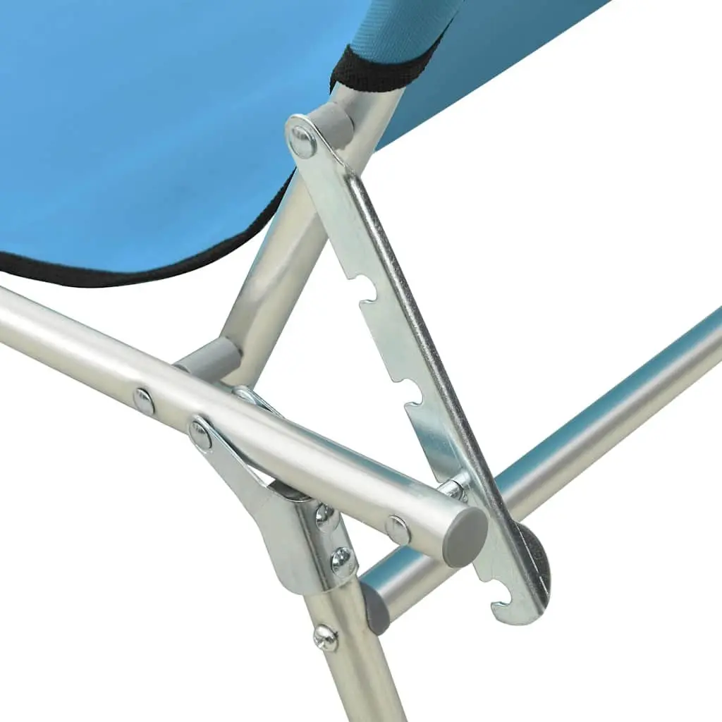Adjustable Folding Sun Lounger Steel Frame Outdoor Turquoise with Canopy
