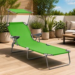 Foldable Sun Lounger with Canopy for Beach and Garden Use
