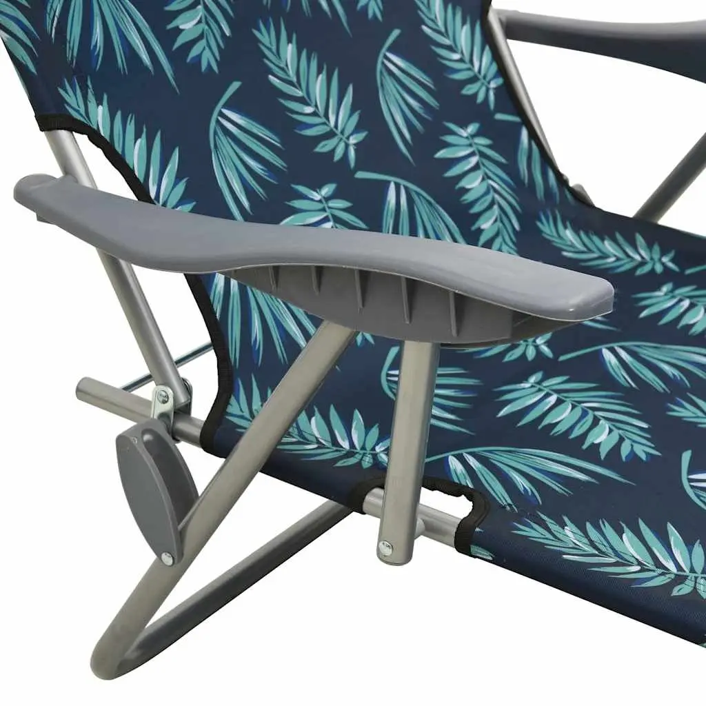 Sun Lounger with Canopy Adjustable Backrest Foldable Beach Garden Lounger Green