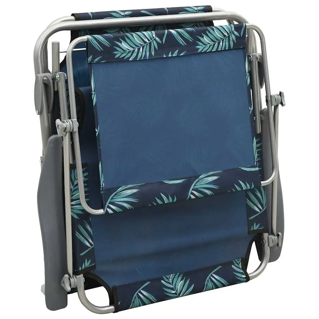 Sun Lounger with Canopy Adjustable Backrest Foldable Beach Garden Lounger Green