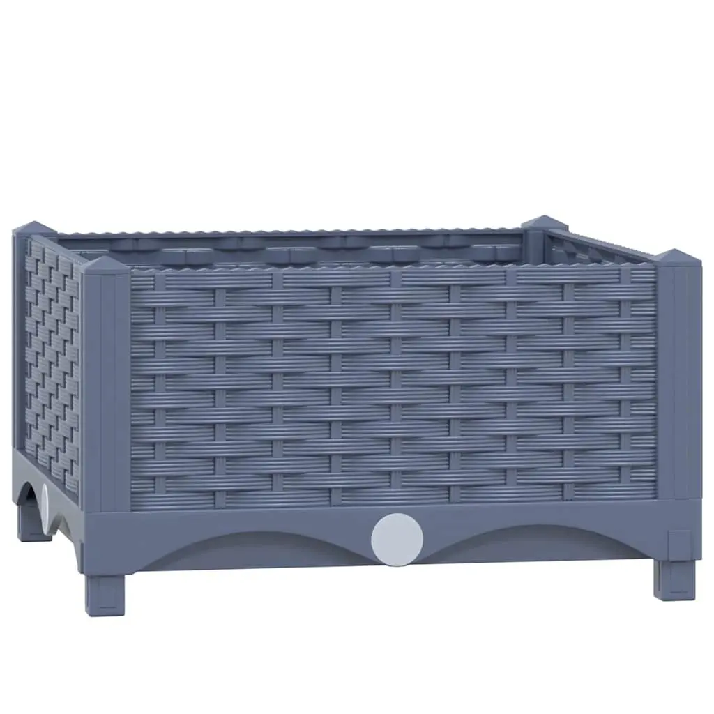 Polypropylene Raised Planter Outdoor 40x40x23cm Grey for Garden Balcony Patio